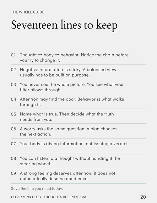 A page from the guide: nine of the seventeen lines to keep